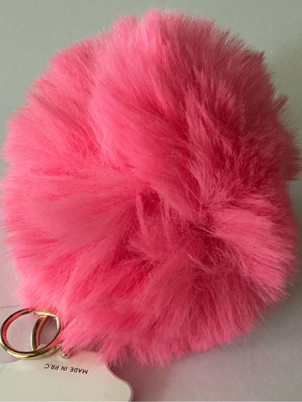 Pink Faux Fur Pom Pom Keychain